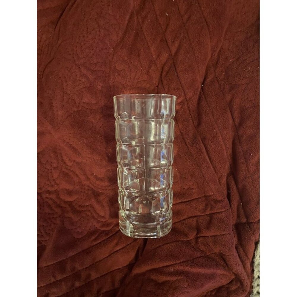 French Geometric Clear Triangular Shaped Glass Vase Made In France - Picture 2 of 16